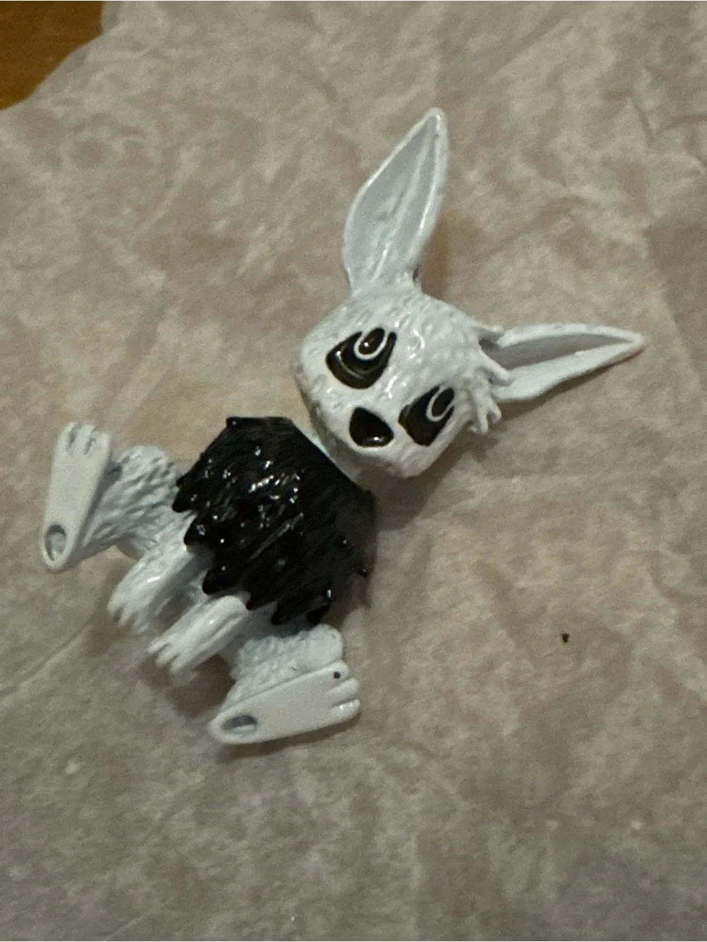 Vintage White and Black Small Rabbit Pet Figure Brooch - Unbranded